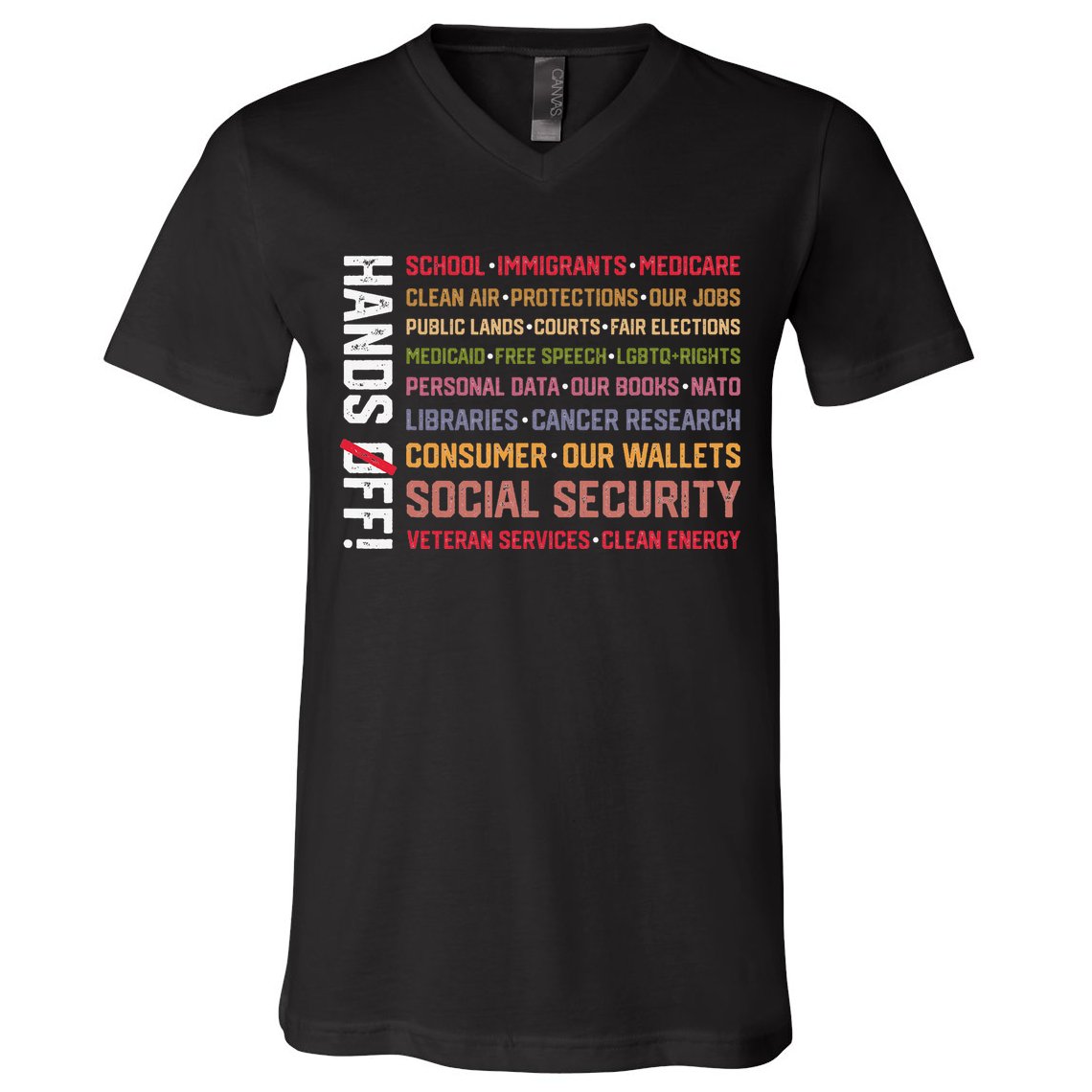 Hands Off Social Security Protest Resist Save Democracy V-Neck T-Shirt