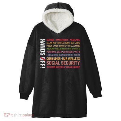 Hands Off Social Security Protest Resist Save Democracy Hooded Wearable Blanket