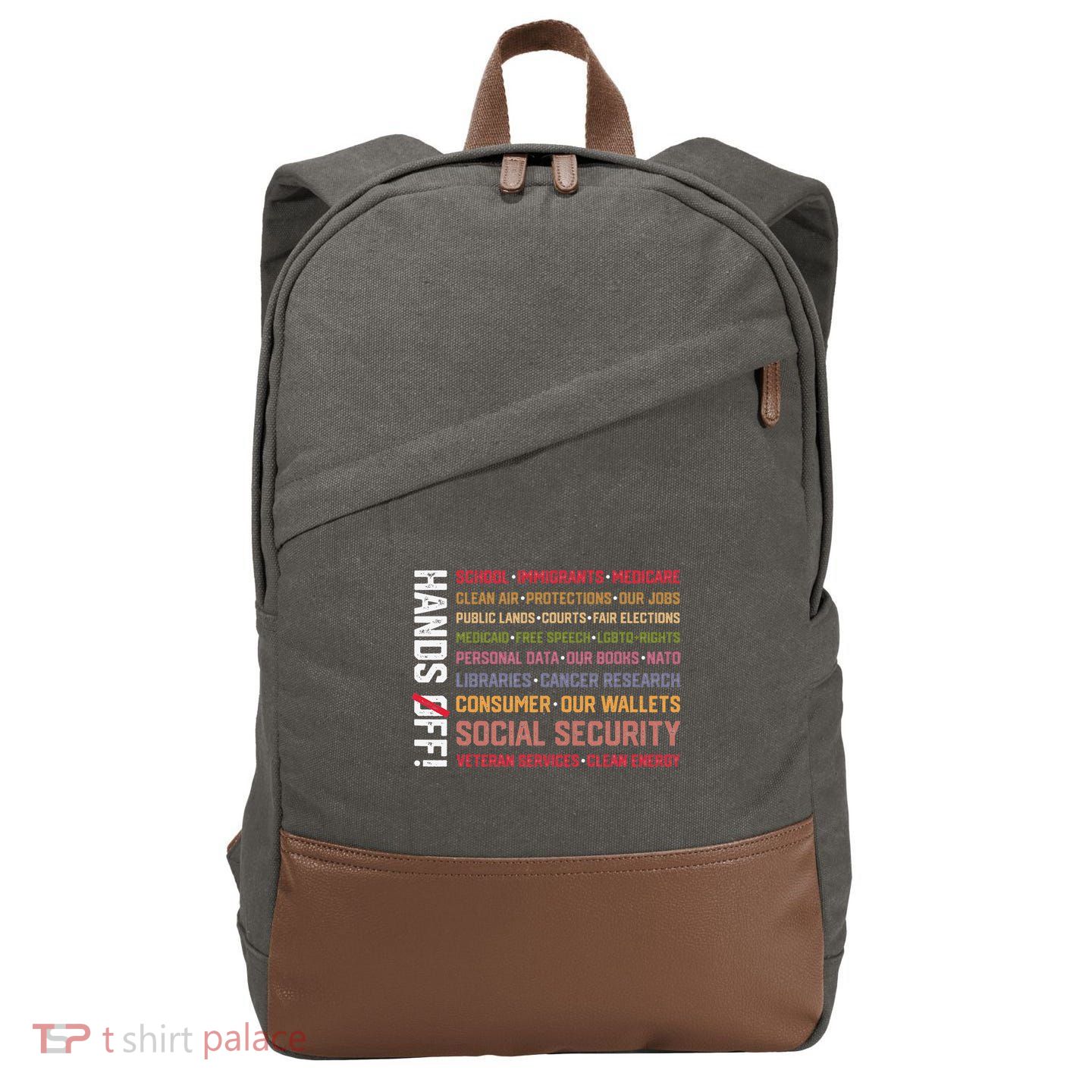 Hands Off Social Security Protest Resist Save Democracy Cotton Canvas Backpack