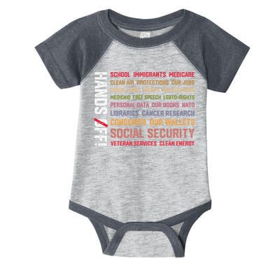 Hands Off Social Security Protest Resist Save Democracy Infant Baby Jersey Bodysuit