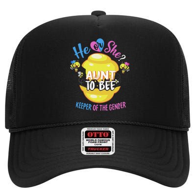 He or She Aunt To Bee Keeper of The Gender Reveal High Crown Mesh Back Trucker Hat