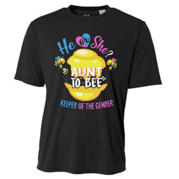 He or She Aunt To Bee Keeper of The Gender Reveal Cooling Performance Crew T-Shirt