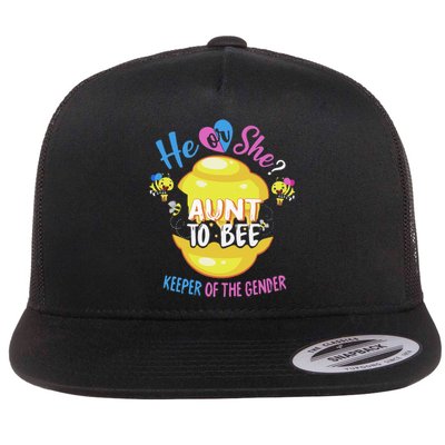 He or She Aunt To Bee Keeper of The Gender Reveal Flat Bill Trucker Hat