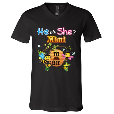 He Or She Mimi To Bee Be Gender Reveal Baby Mother Day Gift V-Neck T-Shirt