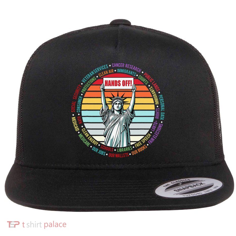 Hands Off Statue Protest Social Security Medicare Resist Flat Bill Trucker Hat