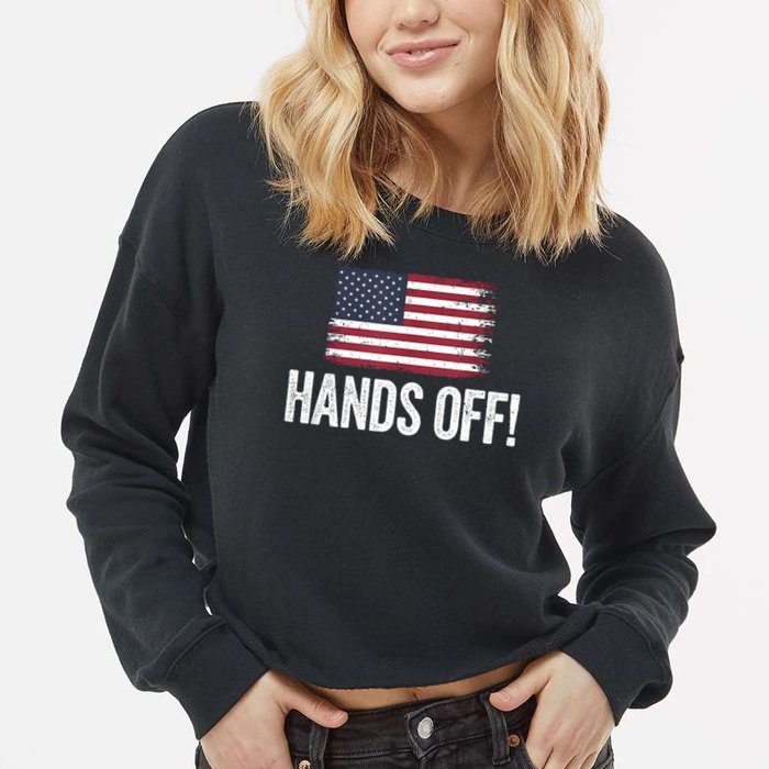 Hands Off Social Security And Medicare Protest Cropped Pullover Crew