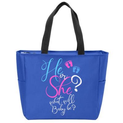 He Or She What Will Baby Be Gender Reveal Zip Tote Bag