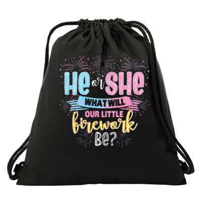 He Or She What Will Our Little Firework Be Gender Reveal Drawstring Bag