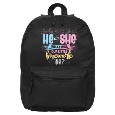 He Or She What Will Our Little Firework Be Gender Reveal 16 in Basic Backpack