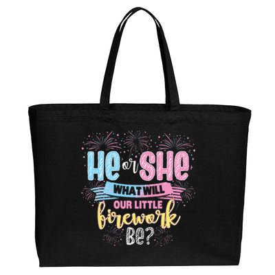 He Or She What Will Our Little Firework Be Gender Reveal Cotton Canvas Jumbo Tote