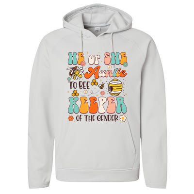 He Or She Auntie To Bee Keeper Of The Gender Reveal Performance Fleece Hoodie