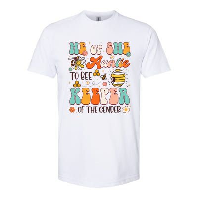 He Or She Auntie To Bee Keeper Of The Gender Reveal Softstyle CVC T-Shirt