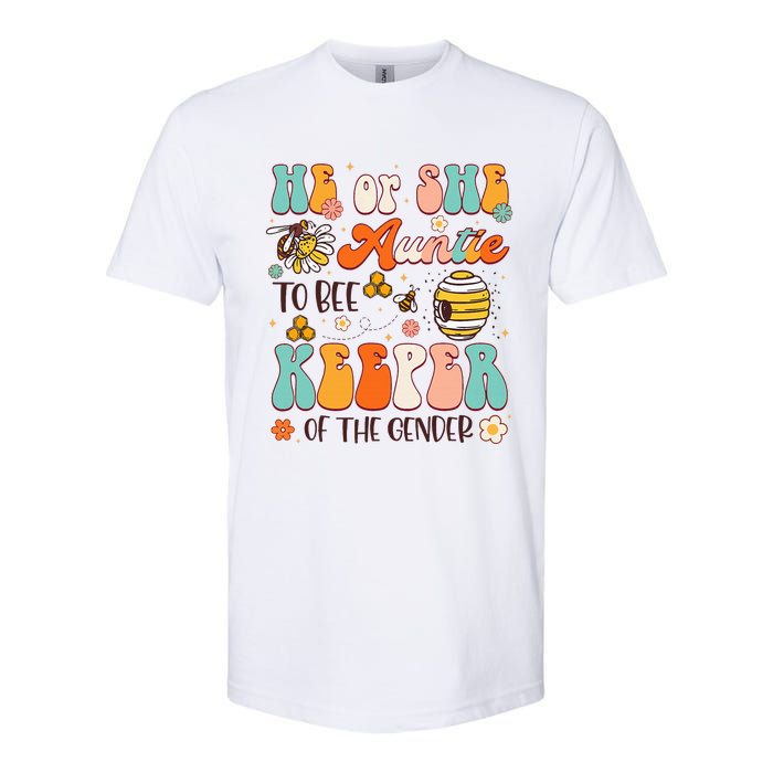 He Or She Auntie To Bee Keeper Of The Gender Reveal Softstyle CVC T-Shirt