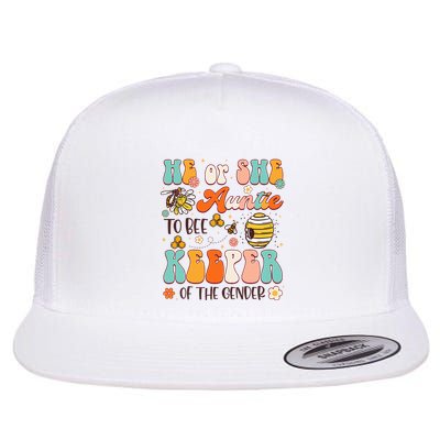 He Or She Auntie To Bee Keeper Of The Gender Reveal Flat Bill Trucker Hat