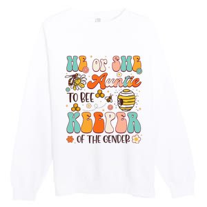 He Or She Auntie To Bee Keeper Of The Gender Reveal Premium Crewneck Sweatshirt