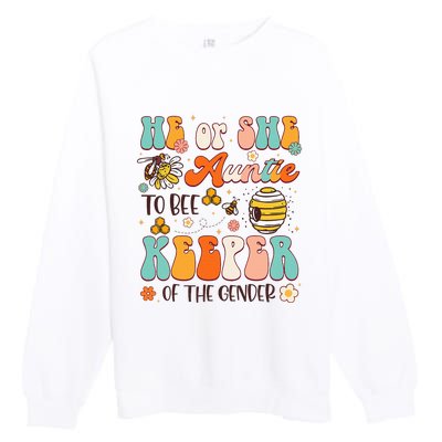 He Or She Auntie To Bee Keeper Of The Gender Reveal Premium Crewneck Sweatshirt