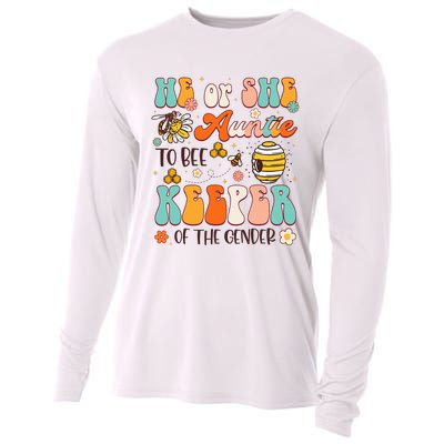 He Or She Auntie To Bee Keeper Of The Gender Reveal Cooling Performance Long Sleeve Crew