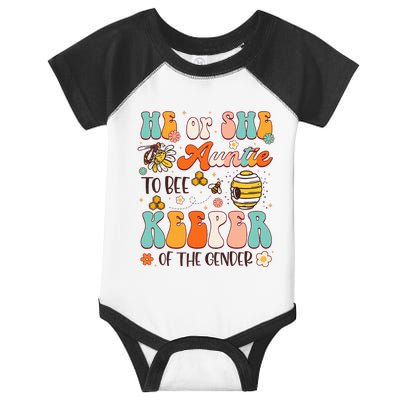 He Or She Auntie To Bee Keeper Of The Gender Reveal Infant Baby Jersey Bodysuit