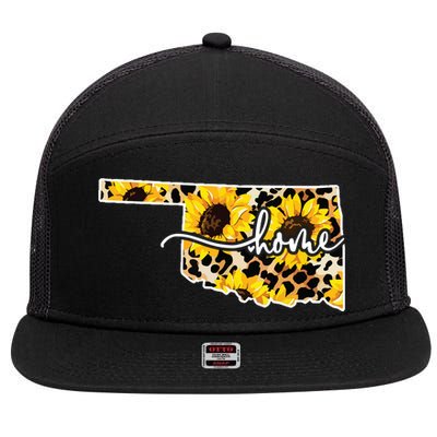 Home Oklahoma Sunflower Gift 7 Panel Mesh Trucker Snapback Hat