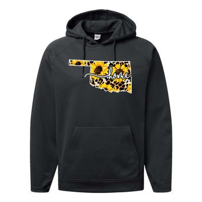 Home Oklahoma Sunflower Gift Performance Fleece Hoodie