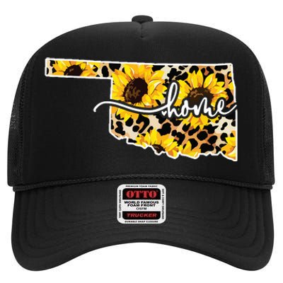 Home Oklahoma Sunflower Gift High Crown Mesh Back Trucker Hat