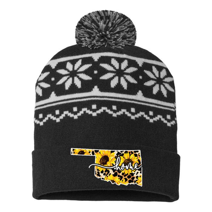 Home Oklahoma Sunflower Gift USA-Made Snowflake Beanie