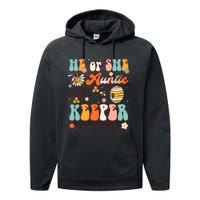 He Or She Auntie To Bee Keeper Of The Gender Reveal Groovy Performance Fleece Hoodie