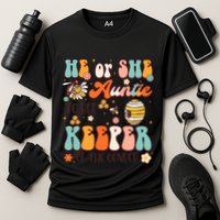 He Or She Auntie To Bee Keeper Of The Gender Reveal Groovy Cooling Performance Crew T-Shirt