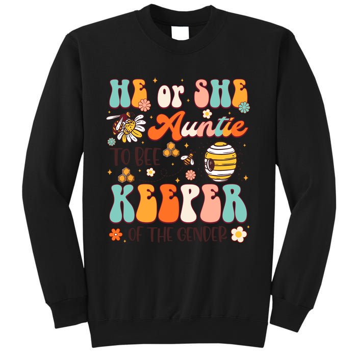 He Or She Auntie To Bee Keeper Of The Gender Reveal Groovy Sweatshirt