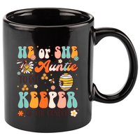 He Or She Auntie To Bee Keeper Of The Gender Reveal Groovy 11oz C Handle Ceramic Mug