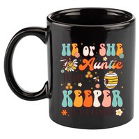 He Or She Auntie To Bee Keeper Of The Gender Reveal Groovy 11oz C Handle Ceramic Mug