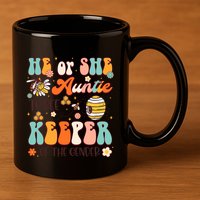 He Or She Auntie To Bee Keeper Of The Gender Reveal Groovy 11oz C Handle Ceramic Mug