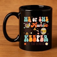 He Or She Auntie To Bee Keeper Of The Gender Reveal Groovy 11oz C Handle Ceramic Mug