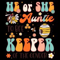 He Or She Auntie To Bee Keeper Of The Gender Reveal Groovy Drawstring Bag