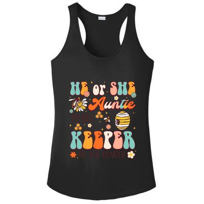 He Or She Auntie To Bee Keeper Of The Gender Reveal Groovy Ladies PosiCharge Competitor Racerback Tank