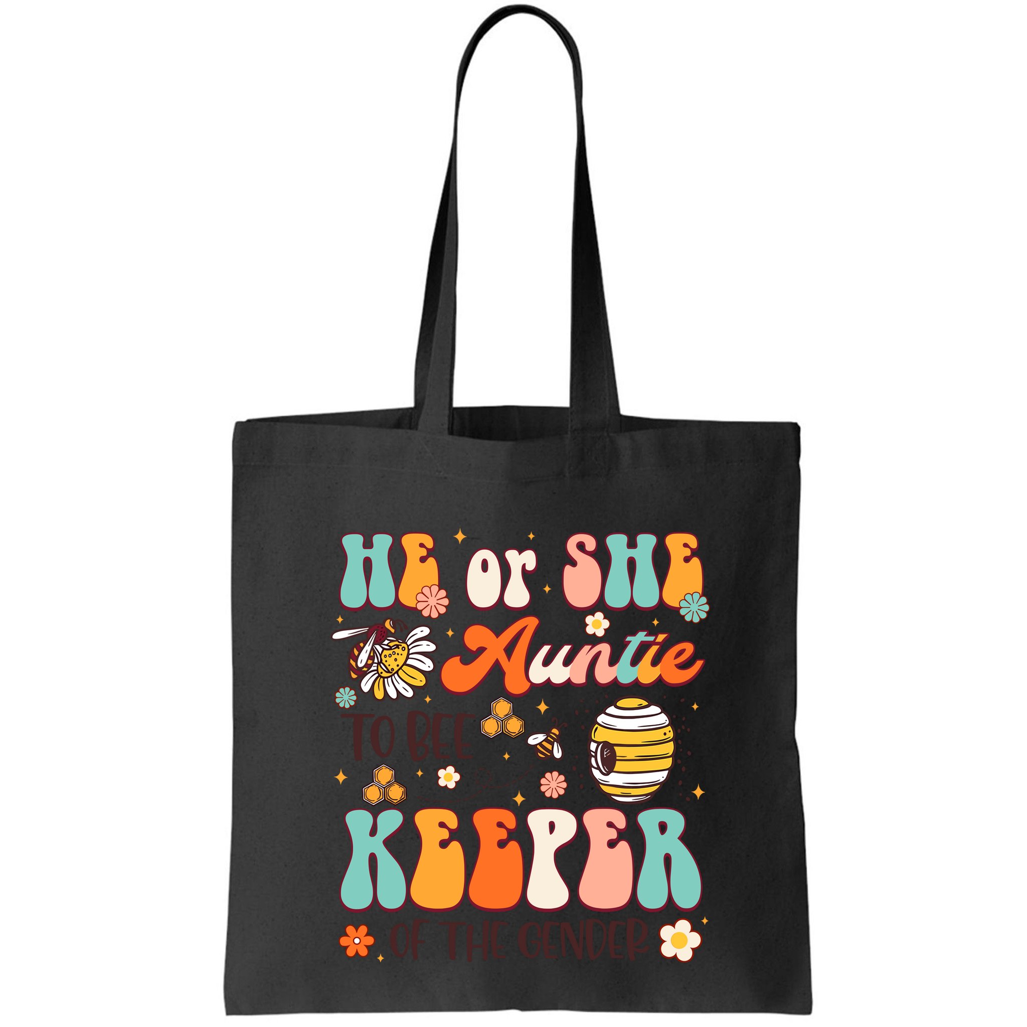 He Or She Auntie To Bee Keeper Of The Gender Reveal Groovy Bag