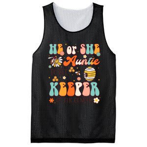 He Or She Auntie To Bee Keeper Of The Gender Reveal Groovy Mesh Reversible Basketball Jersey Tank