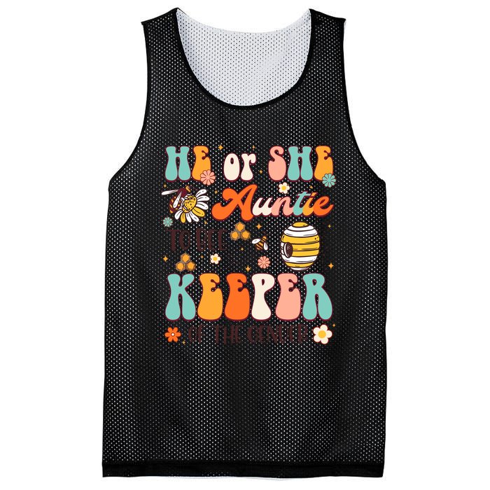 He Or She Auntie To Bee Keeper Of The Gender Reveal Groovy Mesh Reversible Basketball Jersey Tank