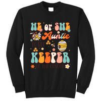 He Or She Auntie To Bee Keeper Of The Gender Reveal Groovy Tall Sweatshirt