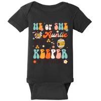 He Or She Auntie To Bee Keeper Of The Gender Reveal Groovy Baby Bodysuit