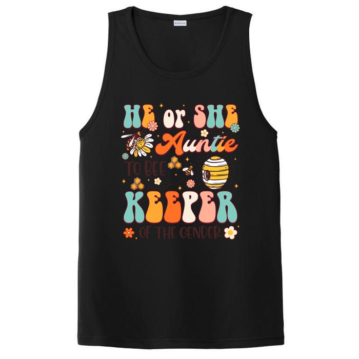 He Or She Auntie To Bee Keeper Of The Gender Reveal Groovy PosiCharge Competitor Tank