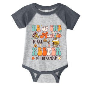 He Or She Auntie To Bee Keeper Of The Gender Reveal Groovy Infant Baby Jersey Bodysuit