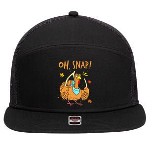 Happy Oh Snap Funny Cute Thanksgiving Turkey Turkey Day 7 Panel Mesh Trucker Snapback Hat