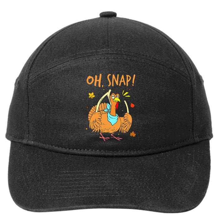 Happy Oh Snap Funny Cute Thanksgiving Turkey Turkey Day 7-Panel Snapback Hat