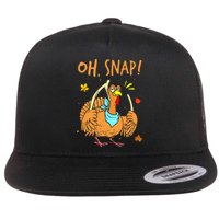 Happy Oh Snap Funny Cute Thanksgiving Turkey Turkey Day Flat Bill Trucker Hat