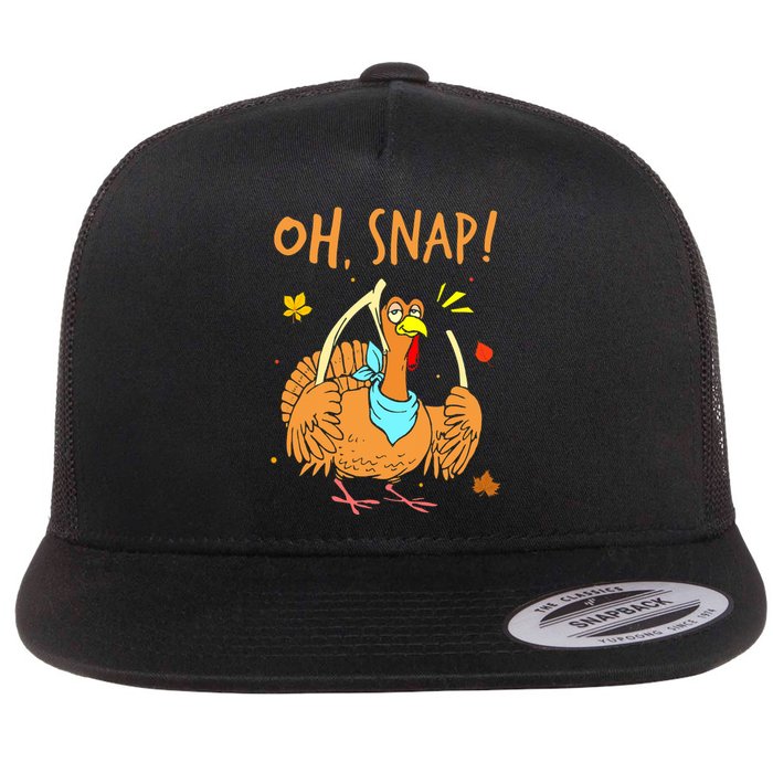 Happy Oh Snap Funny Cute Thanksgiving Turkey Turkey Day Flat Bill Trucker Hat