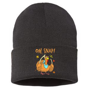 Happy Oh Snap Funny Cute Thanksgiving Turkey Turkey Day Sustainable Knit Beanie