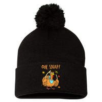 Happy Oh Snap Funny Cute Thanksgiving Turkey Turkey Day Pom Pom 12in Knit Beanie