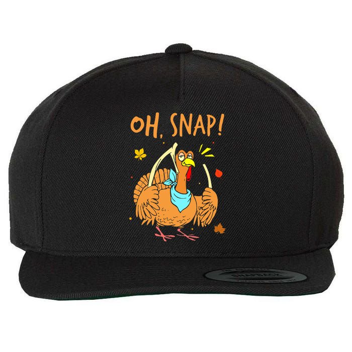 Happy Oh Snap Funny Cute Thanksgiving Turkey Turkey Day Wool Snapback Cap