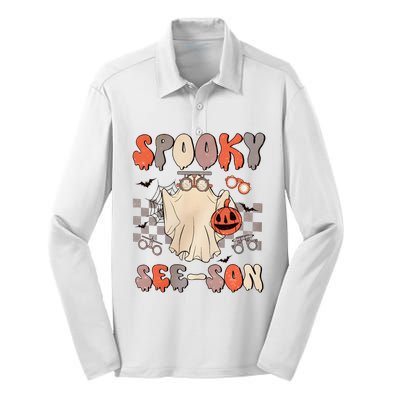 Halloween Optometrist Spooky Seeson Silk Touch Performance Long Sleeve Polo